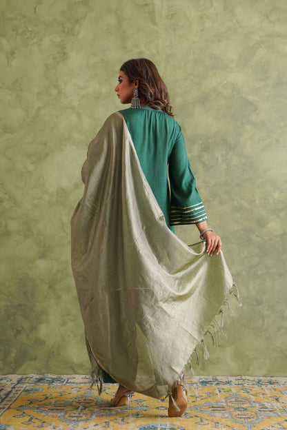 Emarald Green Farshi Salwar Suit Set With Dupatta - Tara - C - Tara