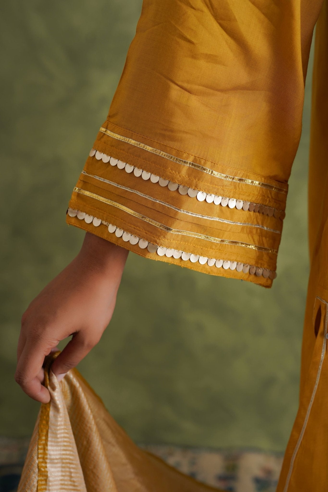 Mustard Yellow Farshi Salwar Suit Set With Dupatta - Tara - C - Tara