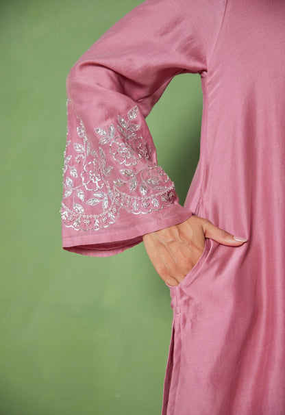 Opulent Chanderi Coord Set with Hand Embroidery - Tara - C - Tara