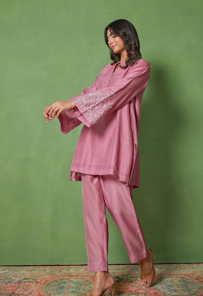 Opulent Chanderi Coord Set with Hand Embroidery - Tara - C - Tara