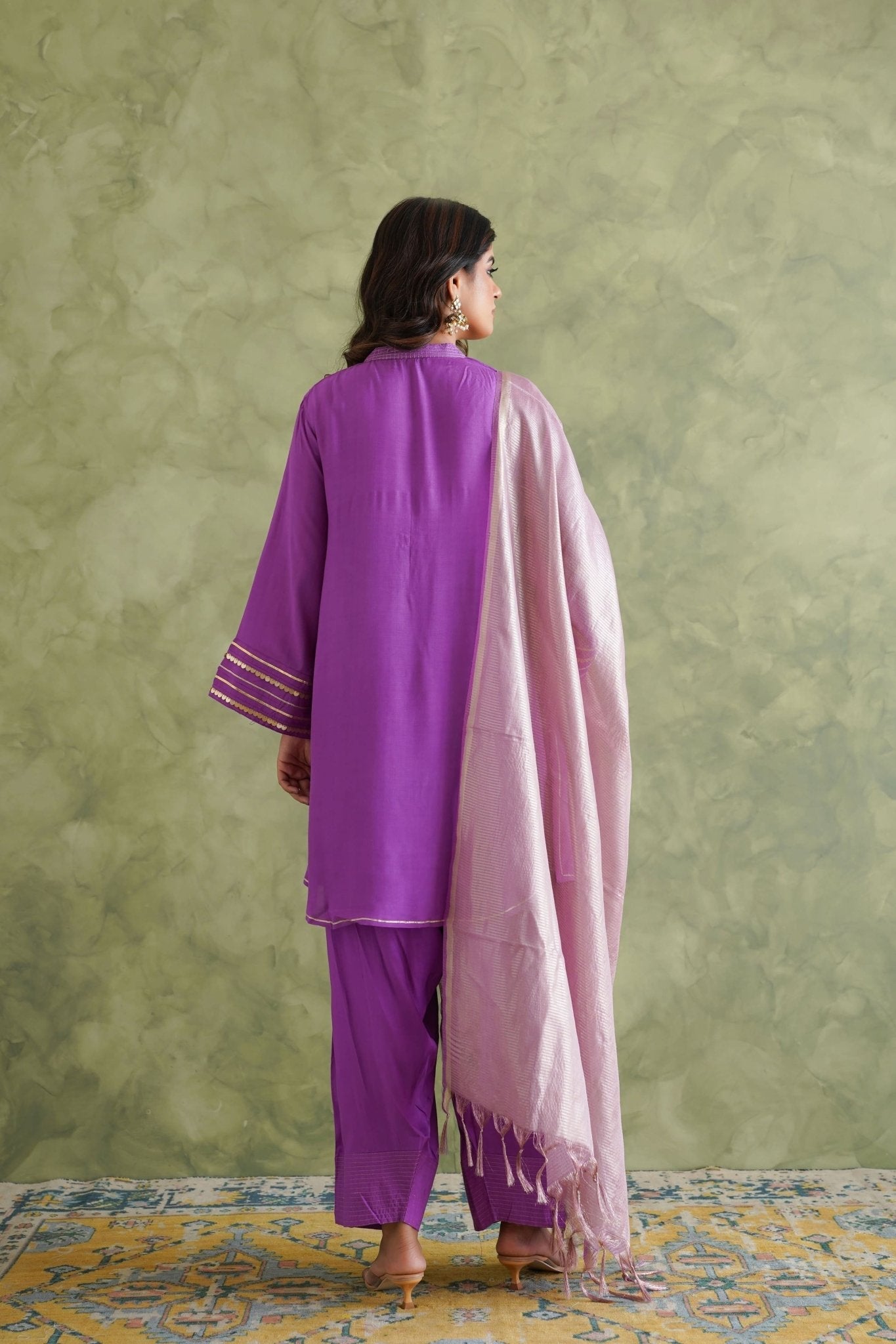 Purple Farshi Salwar Suit Set With Dupatta - Tara - C - Tara