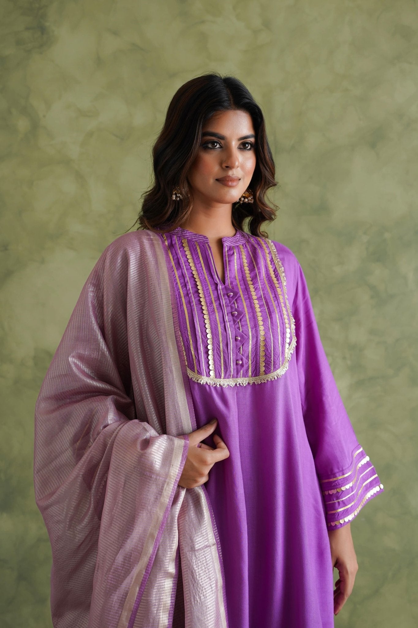 Purple Farshi Salwar Suit Set With Dupatta - Tara - C - Tara